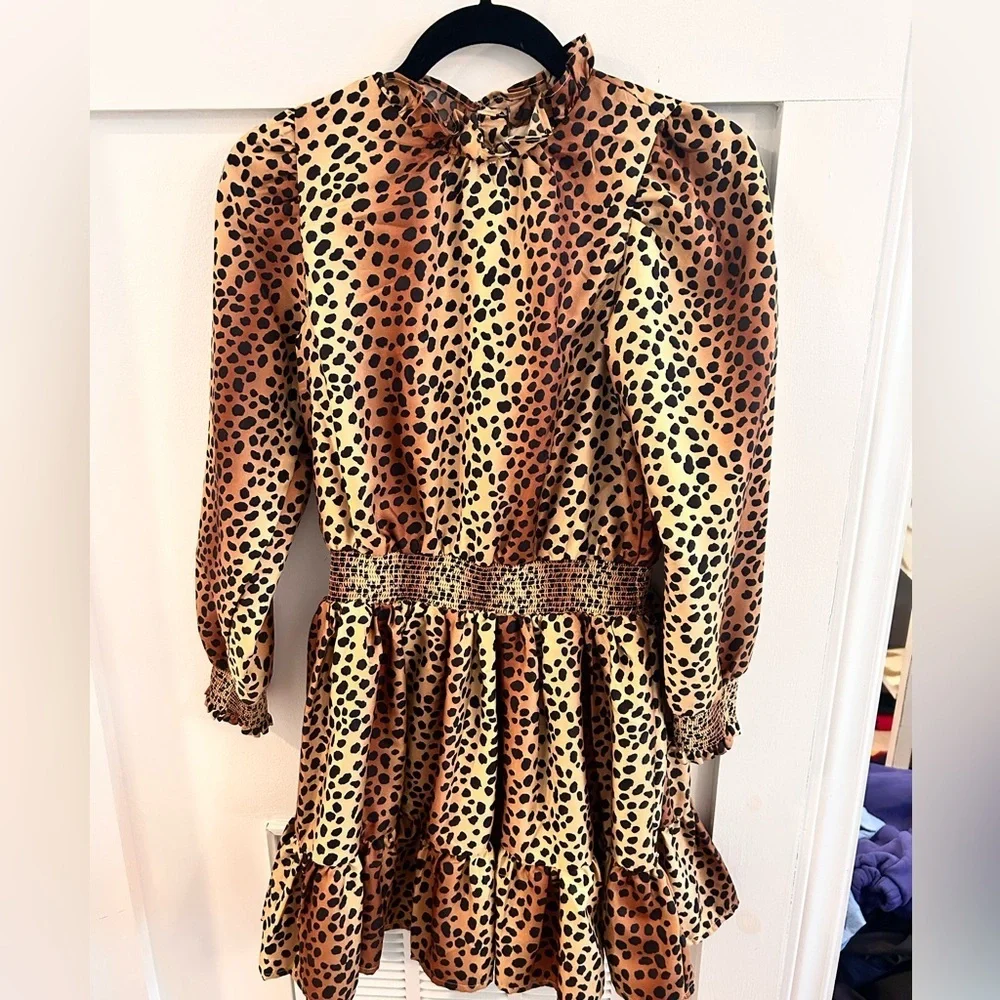 Janie and Jack smocked Leopard Print Ruffle Dress